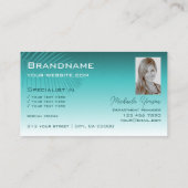Carte De Visite Monogramme et photo en feuille de palme Turquoise (Dos)