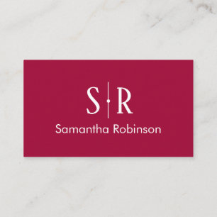 Carte De Visite Monogramme et photo professionnelle Violet rouge