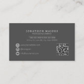 Carte De Visite Monogramme et polygone métallique gris charbon de  (Dos)