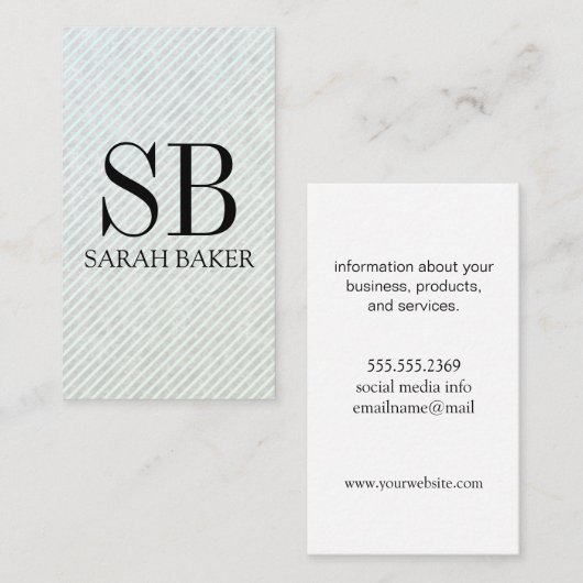 Carte De Visite Monogramme et rayures (Devant / Derrière)