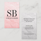 Carte De Visite Monogramme et rayures de texture contemporaine (Devant / Derrière)