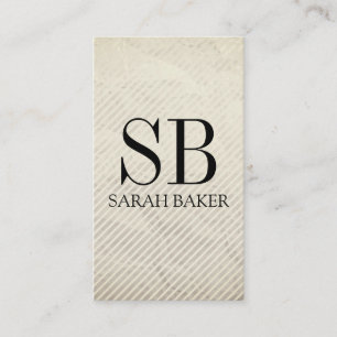 Carte De Visite Monogramme et rayures de texture contemporaine