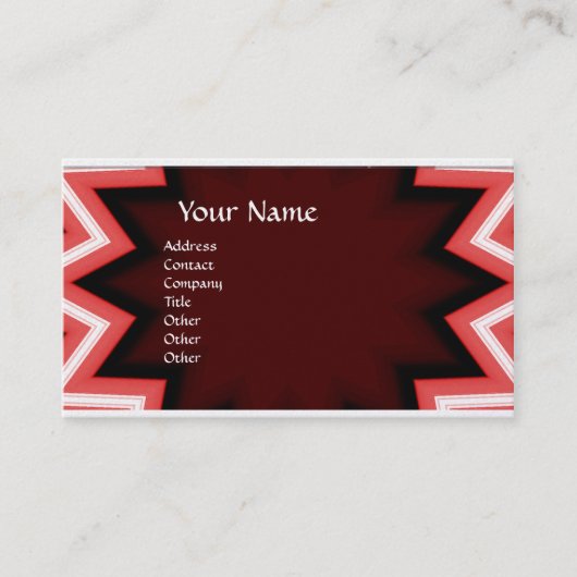 Carte De Visite MONOGRAMME ETHNIQUE Abstrait Red White Pearl Paper (Devant)