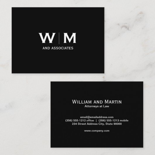 Carte De Visite Monogramme | Exécutif (Devant / Derrière)