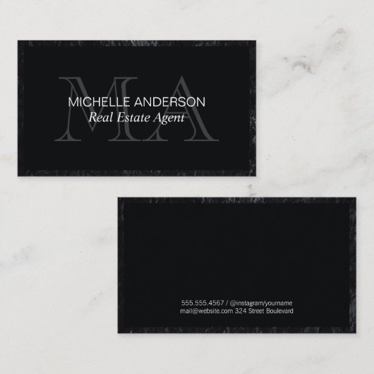 Carte De Visite Monogramme | Exécutif | Agent immobilier (Devant / Derrière)