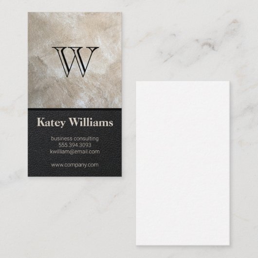 Carte De Visite Monogramme | Exécutif | Cuir (Devant / Derrière)