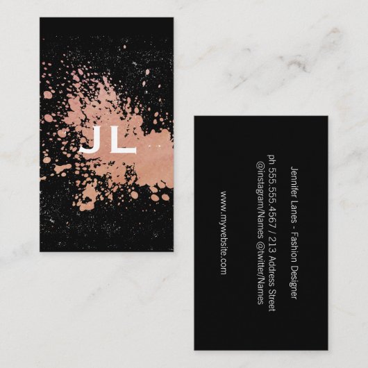 Carte De Visite Monogramme / Exécutif Expressif (Devant / Derrière)