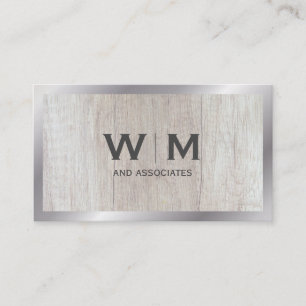 Carte De Visite Monogramme   exécutif   Grain de bois