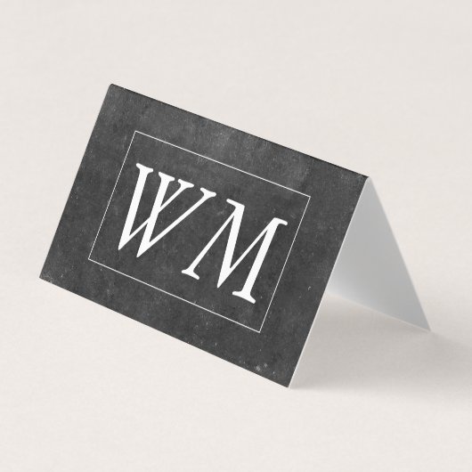 Carte De Visite Monogramme | Exécutif moderne (Ardoise) (Devant)
