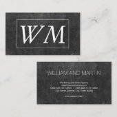 Carte De Visite Monogramme | Exécutif moderne (Ardoise) (Devant / Derrière)