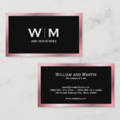 Carte De Visite Monogramme | Exécutif (Rose Metallic) (Devant / Derrière)