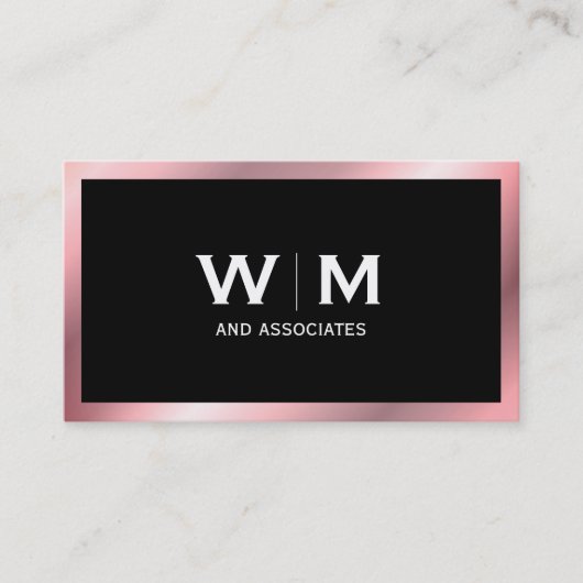 Carte De Visite Monogramme | Exécutif (Rose Metallic) (Devant)