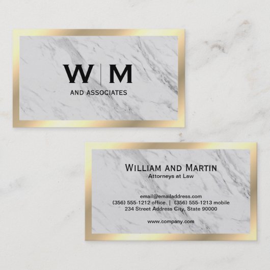 Carte De Visite Monogramme Executive Gold Frame (Devant / Derrière)