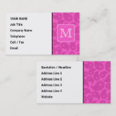 Carte De Visite Monogramme fait sur commande. Modèle rose lumineux (Devant / Derrière)