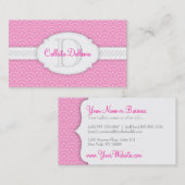 Carte De Visite Monogramme fait sur commande (rose) de Seigaiha (Devant / Derrière)