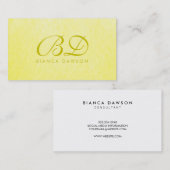 Carte De Visite Monogramme Fancy Script Texture jaune (Devant / Derrière)