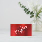 Carte De Visite Monogramme fantaisie en feuille métallique rouge (Debout devant)