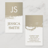 Carte De Visite Monogramme Faux Métallique Brossé (Devant / Derrière)