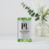 Carte De Visite Monogramme / Feuille de palme / Arrière - plan mét (Debout devant)