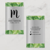 Carte De Visite Monogramme / Feuille de palme / Arrière - plan mét (Devant / Derrière)
