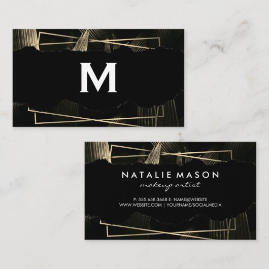 Carte De Visite Monogramme | Feuilles tropicaux (Devant / Derrière)