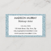 Carte De Visite Monogramme Fille et Glam Blue Parties scintillant  (Dos)