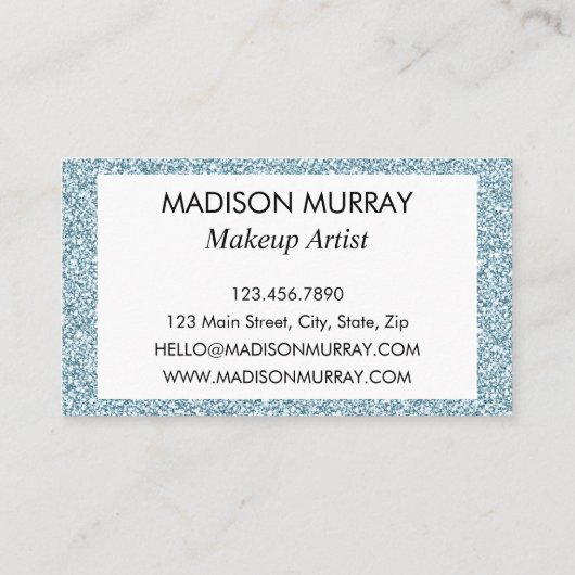 Carte De Visite Monogramme Fille et Glam Blue Parties scintillant  (Dos)