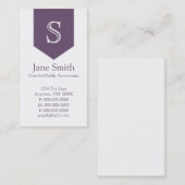 Carte de visite Monogramme Flèche Verticale, Viole (Devant / Derrière)