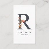 Carte De Visite Monogramme fleur sauvage R (Devant)