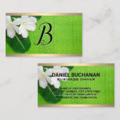 Carte De Visite Monogramme | Fleurs Feuilles (Devant / Derrière)