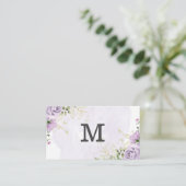 Carte De Visite Monogramme | Fleurs violettes (Debout devant)