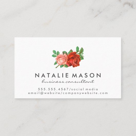 Carte De Visite Monogramme | Fleurs violettes (Dos)