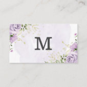Carte De Visite Monogramme | Fleurs violettes (Devant)