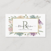 Carte De Visite Monogramme floral (Devant)