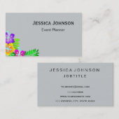 Carte De Visite Monogramme floral chic de frontière (Devant / Derrière)