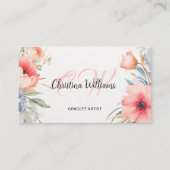 Carte De Visite Monogramme floral d'aquarelle unique (Devant)