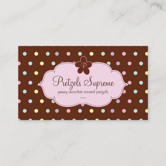 Carte De Visite Monogramme floral de rose de chocolat de pois de (Devant)