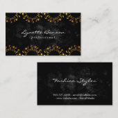 Carte De Visite Monogramme floral | Motif Lux (or) (Devant / Derrière)