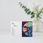 Carte De Visite MONOGRAMME FLORAL, perle blanche rouge vert (Debout devant)