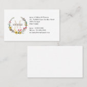 Carte De Visite Monogramme floral personnalisé Fleurs de bois (Devant / Derrière)