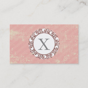 Carte De Visite Monogramme floral /radial Grunge Rose
