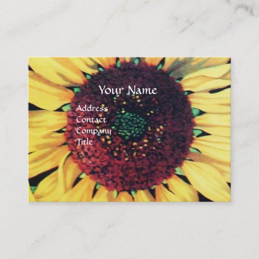 CARTE DE VISITE MONOGRAMME FLORAL RUSTIQUE TOURNESOL (Devant)