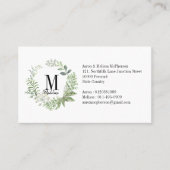 Carte De Visite Monogramme floral sur mesure Liquide vert (Devant)