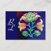 Carte De Visite MONOGRAMME FLORAL, vert rouge orange rose (Dos)