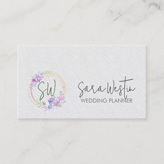 Carte De Visite Monogramme floral wedding planner (Devant)