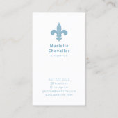 Carte De Visite Monogramme Français Bleu Fleur de Lis Motif Minima (Dos)