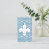 Carte De Visite Monogramme Français Bleu Fleur de Lis Motif Minima (Debout devant)