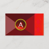 Carte De Visite MONOGRAMME GEMSTONE ROUGE Abstrait Géométrique (Dos)