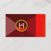 Carte De Visite MONOGRAMME GEMSTONE ROUGE Abstrait Géométrique (Dos)