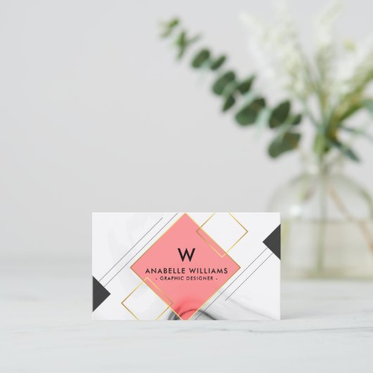 Carte De Visite Monogramme géométrique cool (Debout devant)